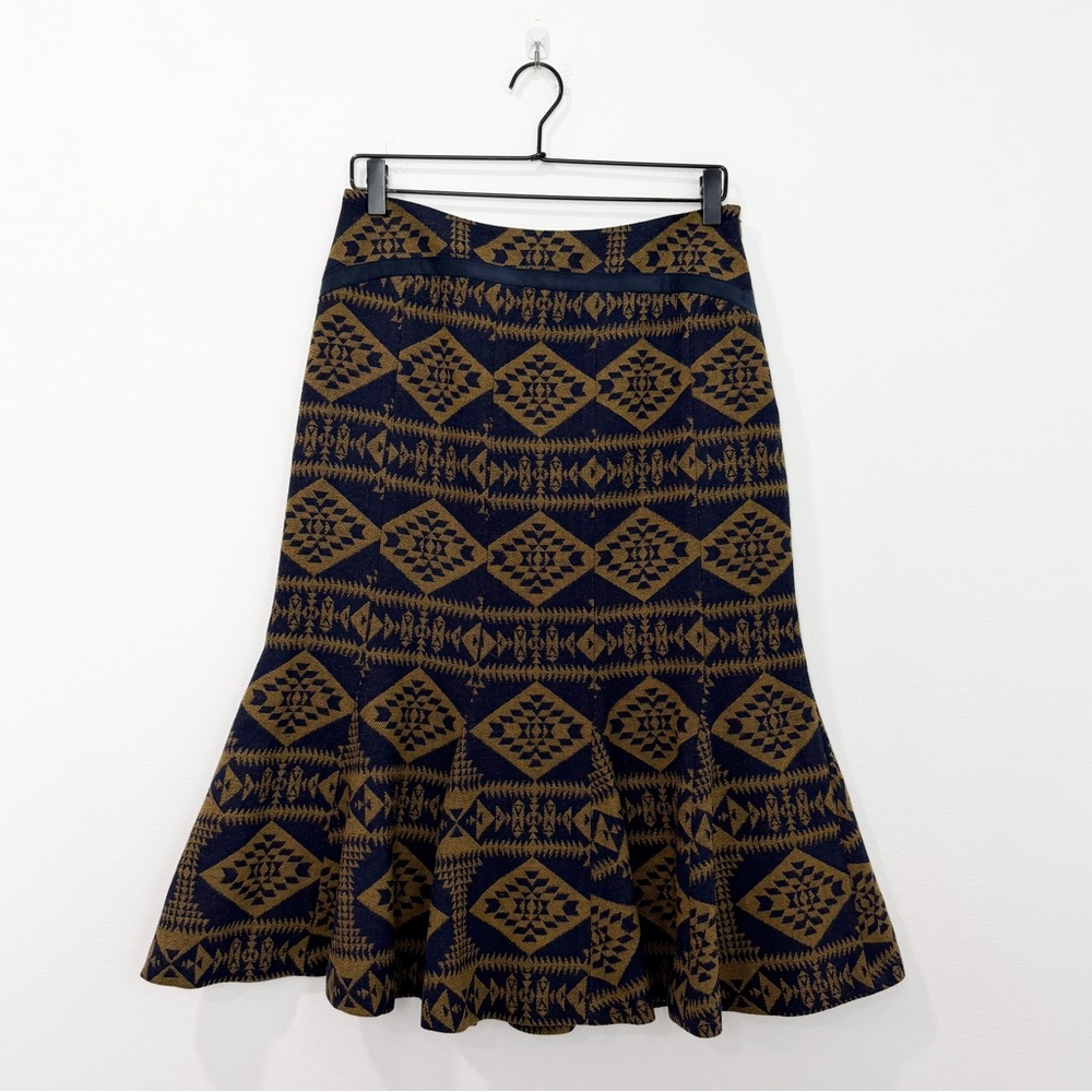 Pendleton Navy And Gold Patterned Midi Skirt - image 1